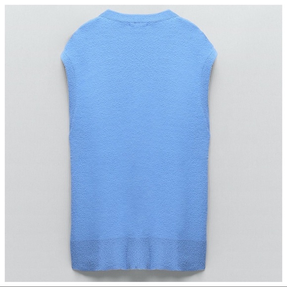 NWT. Zara Blue Soft Touch Bejewelled Buttons Waistcoat. Size M. - Picture 7 of 11